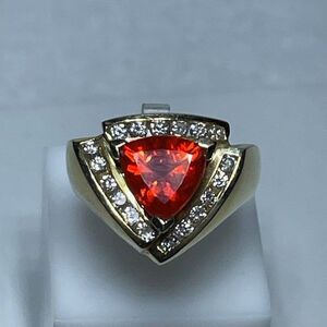 Trillion Mexican Opal and Diamond Statement Ring 14kt Yellow Gold